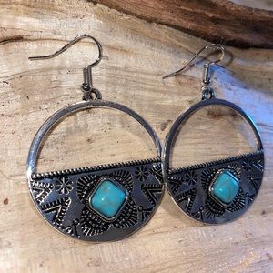 Turquoise and Silver Color New Dangle Earrings New for The Season